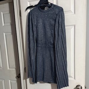 Fashion Nova Sparkling Blue Backless Dress